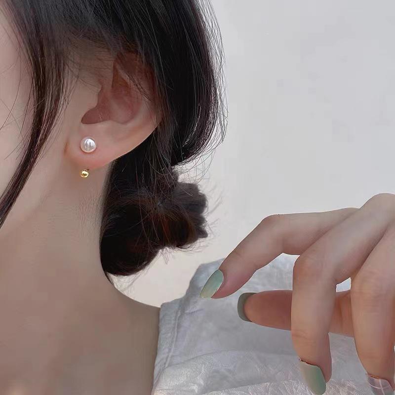 2022 Trendy Retro French Light Luxury Sterling Silver Freshwater Pearl Earrings for Women