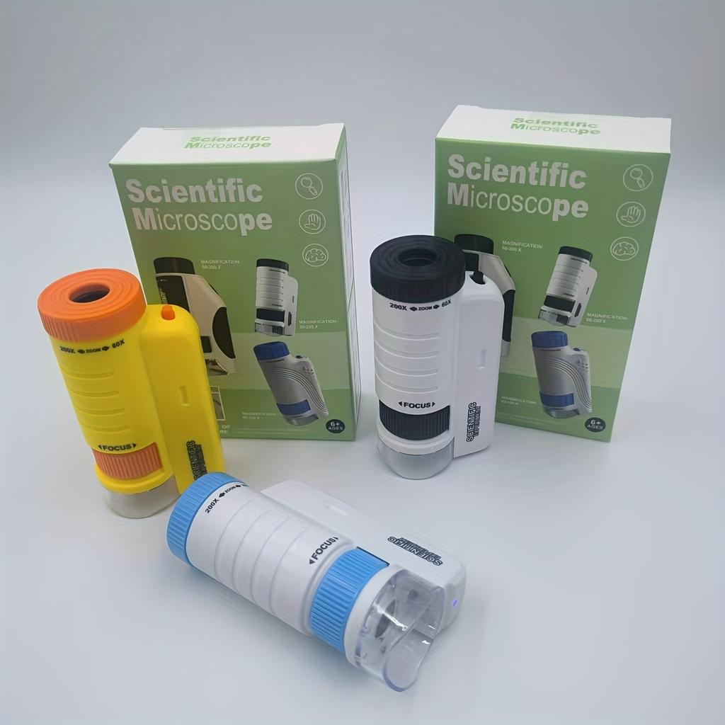 Microscop portabil LED pentru tineri/Jucărie științifică educațională portabilă pentru explorarea biologiei/Perfect de Crăciun /cu controale de focalizare și expunere