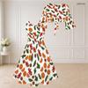Women Plus Size Two Piece Midi Dress Set V Neck Half Sleeve Christmas Print White