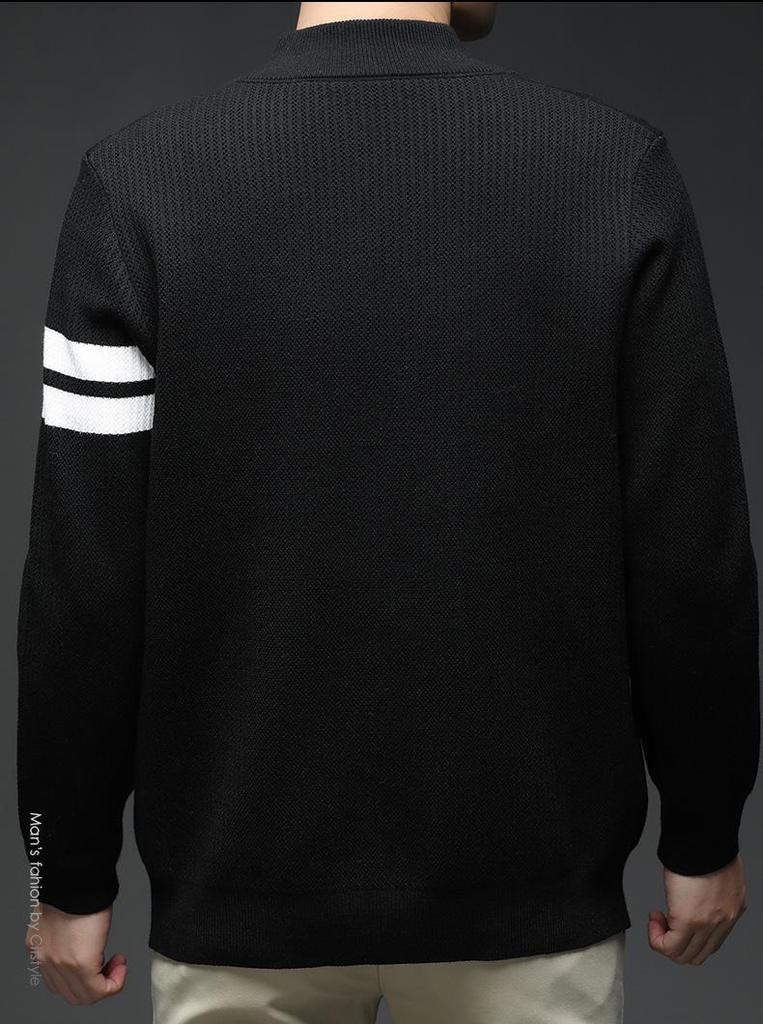 Men's Slim Fit Knit Cardigan with Stand Collar - 2025 Autumn/Winter Korean Style Fashion Trend Warm Sweater Jacket