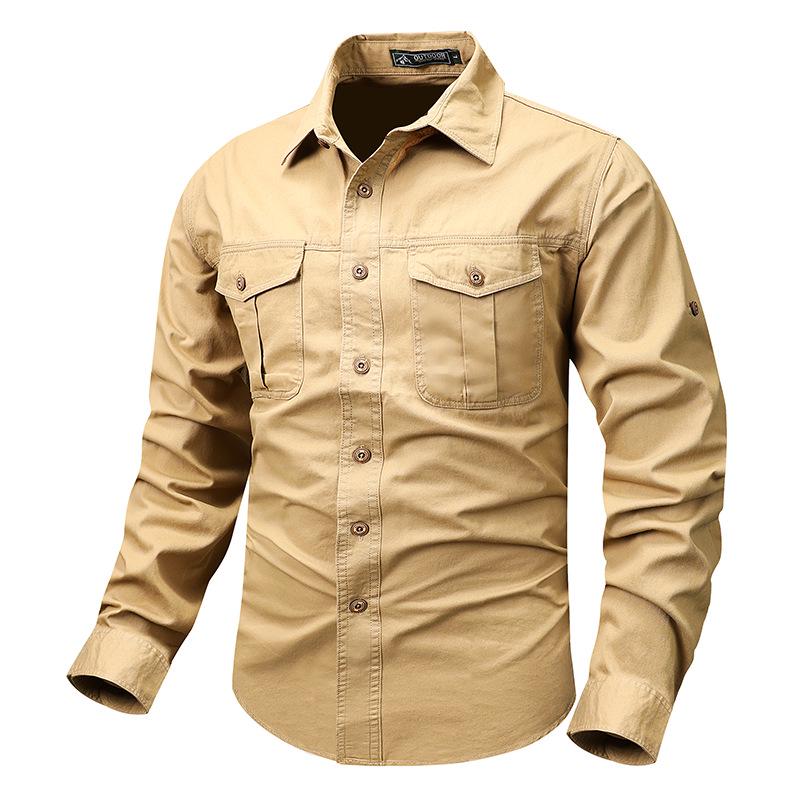 Men's Japanese Spring Casual Loose Long Sleeve Retro Workwear Shirt Jacket