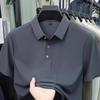 Men's Ice Silk Short Sleeve Polo Shirt - Seamless Lapel Style for Middle-Aged Business Casual Wear