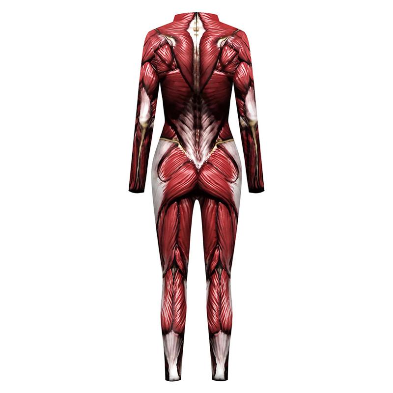 Halloween Cosplay Costumes for Men Women 3D Printed Muscle Elastic Human Anatomy Body Bodysuit Jumpsuit