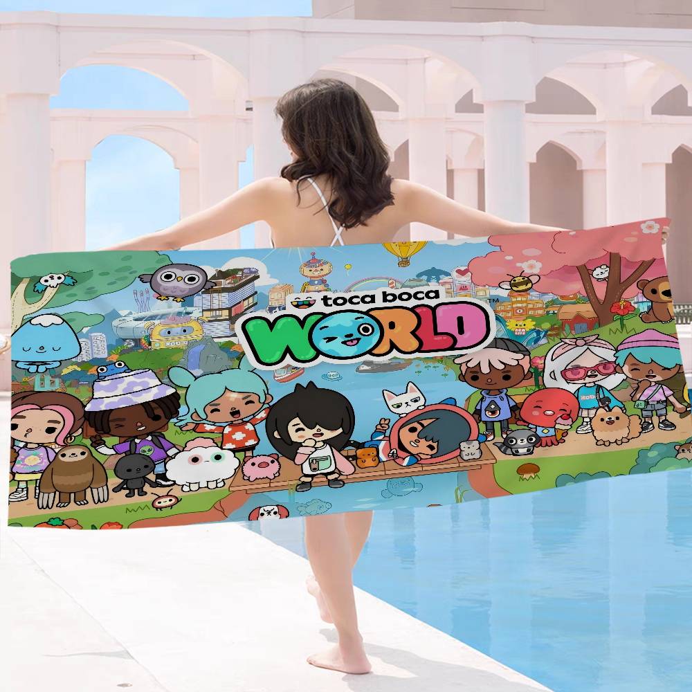T-Toca-Boca T-Toca Life World Microfiber Beach Towel Absorbent Quick Dry Soft Yoga Swimming Resort Mountain Climbing Towel