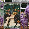 2D Flache Vintage Boho Aluminium Wandkunst - "Verliere deinen Verstand, finde deine Seele" Retro Schild mit kosmischem & floristischem Design, 7,87*11,8 Zoll, Perfekt für Zuhause