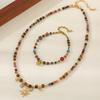 Maillard handmade old money wind tiger's eye stone beaded necklace high-end light luxury original design autumn and winter sweater chain