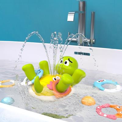 Baby Bath Toy with 5 Rings Water-Squirting Turtle Educational Water Play Toy Colorful Ring Toss Game for 2-8 Year Old Boys Girls