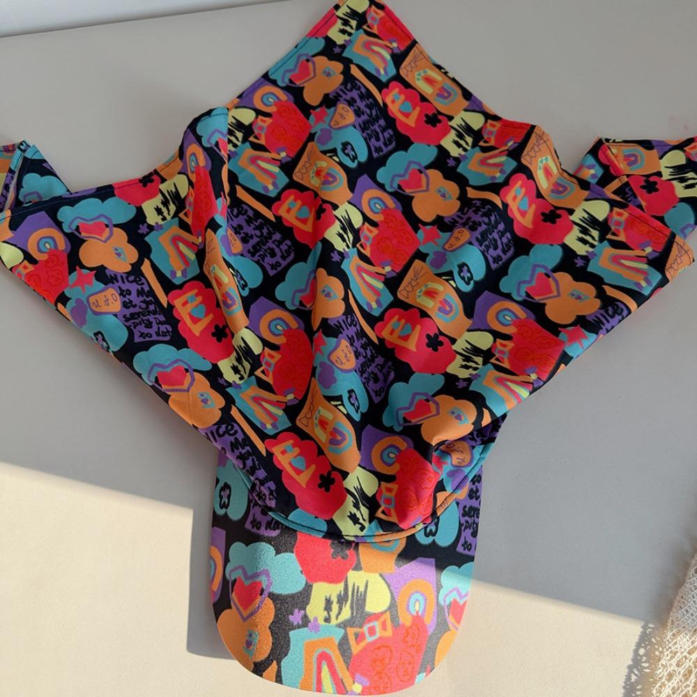 Printed Scarf Baseball Cap Korean Style Strappy Bandana Hat Fashion Strappy Scarf Hat  Street Style 1