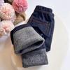 Autumn and Winter Winter Children's Jeans Boys and Girls' Solid Color Thin Velvet Elastic Belt Jeans Infant Elastic Denim Pants1-6Y