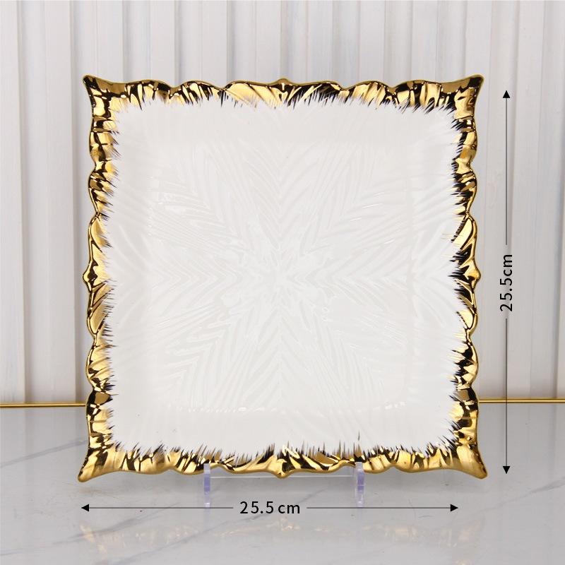 Golden Edged Ceramic Dining Plate Western Steak Plate Sushi Plates Dessert Bowl Sashimi Plates Fruit Dish Salad Bowl Soup Bowls