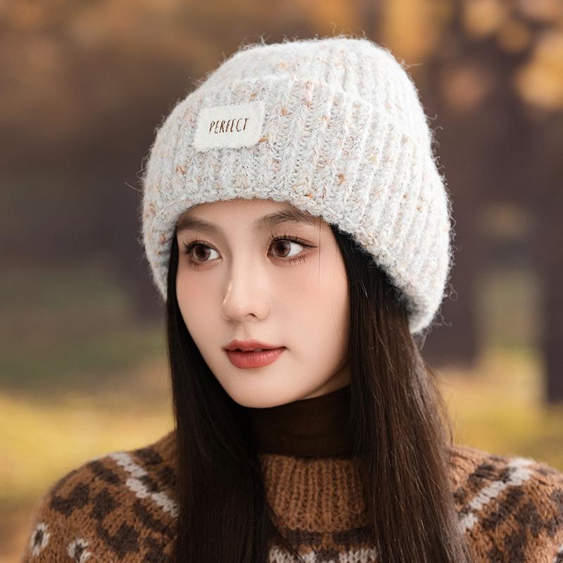 Fashion Candy Color Thickened Wool Hat Women's Autumn and Winter Windproof Warm Ear Protection Hat Casual Stacking Hat