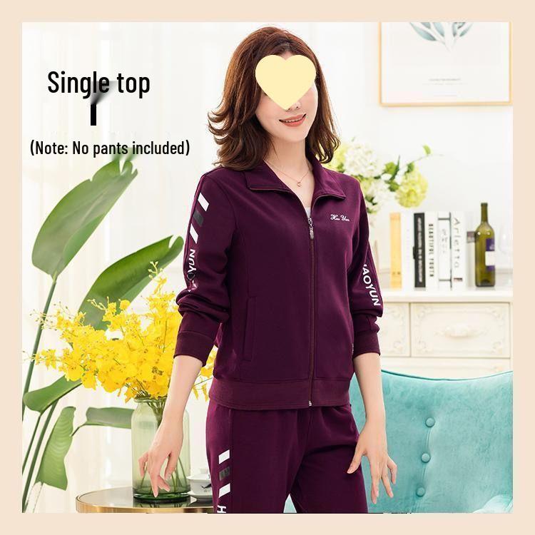 Lässiges Sportbekleidungsset für Damen: Jacke und Hose im Loose-Fit für Mütter mittleren Alters - Stilvolle Frühjahrs-/Herbstmode