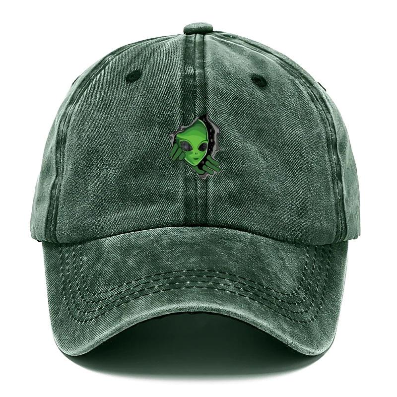Customize Alien Vintage Washed Cotton Baseball Cap Adjustable Distressed Trucker Hat for Men Women Sci-Fi Streetwear Fashion Cap