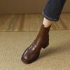 Fashion Winter Women Shoes Chelsea Women Boots Round Toe Chunky Heel Boots Platform Boots Retro Bullock Ankle Boots