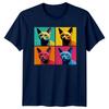 Pop Art Siamese Cat T-Shirt Retro Colourful Cat Lover Novelty Birthday Gift