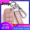 Dla Jeep Wysokiej jakości Skórzane Etui na Kluczyk Samochodowy Fob dla Jeep Renegade Compass Grand Cherokee dla Chrysler 300C Wrangler Akce