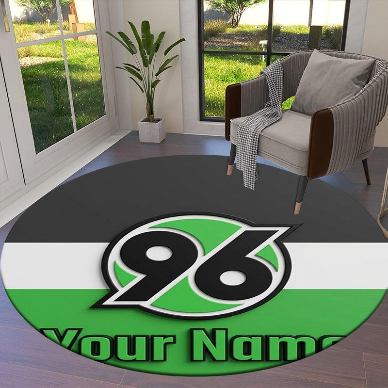 Hannover 96 Custom Name Round Area Rug,Carpet Rug for Living Room Bedroom Sofa Playroom Decor,Non-slip Floor Mat