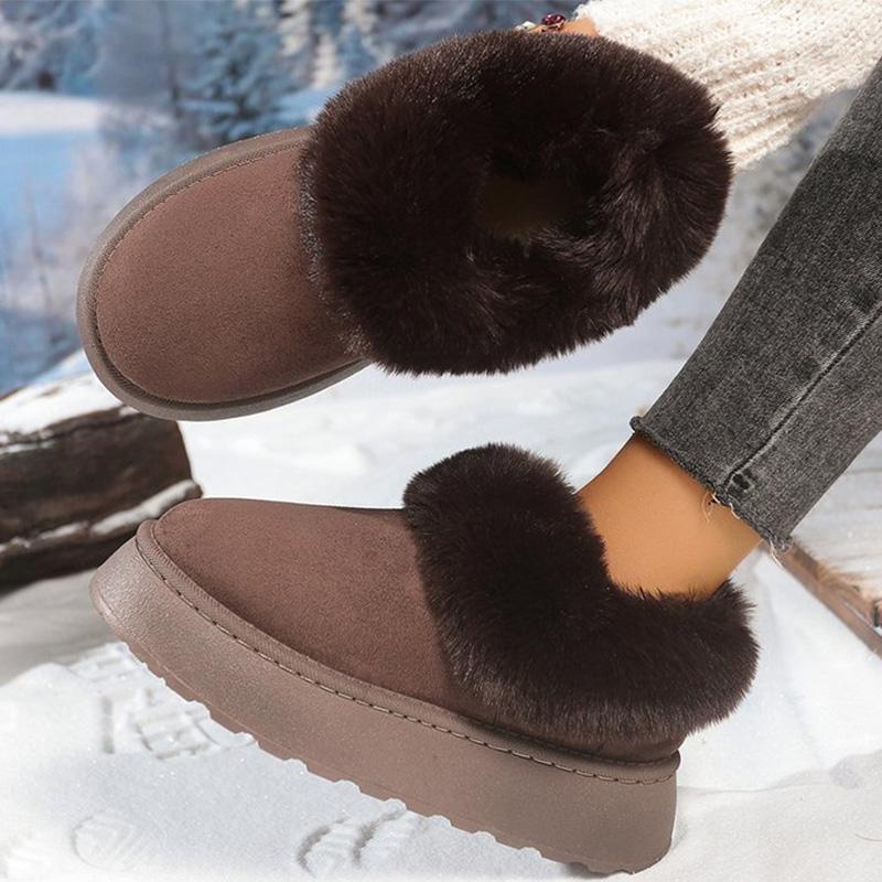 Μόδα Χειμώνας Μεγάλα Μεγέθη 44 Μπότες Χιονιού Γυναικείες Χοντρή Σόλα Ζεστές Μποτάκια μέχρι τον Αστράγαλο για Γυναίκα Άνετα Κοντά Βελούδινα Αντιανεμικά Μποτάκια Κυρίες