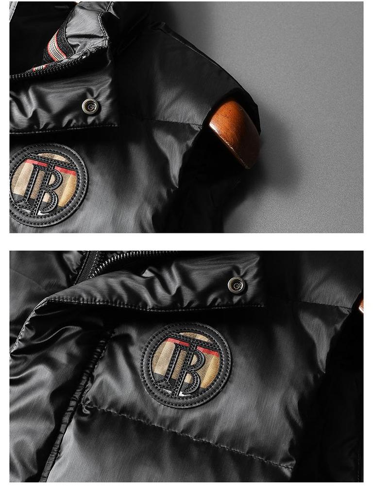 Męska Europejska Błyszcząca Kamizelka Puchowa - Zimowa z Kołnierzem Stojącym Moda Biały Puch Kaczy Odzież Wierzchnia