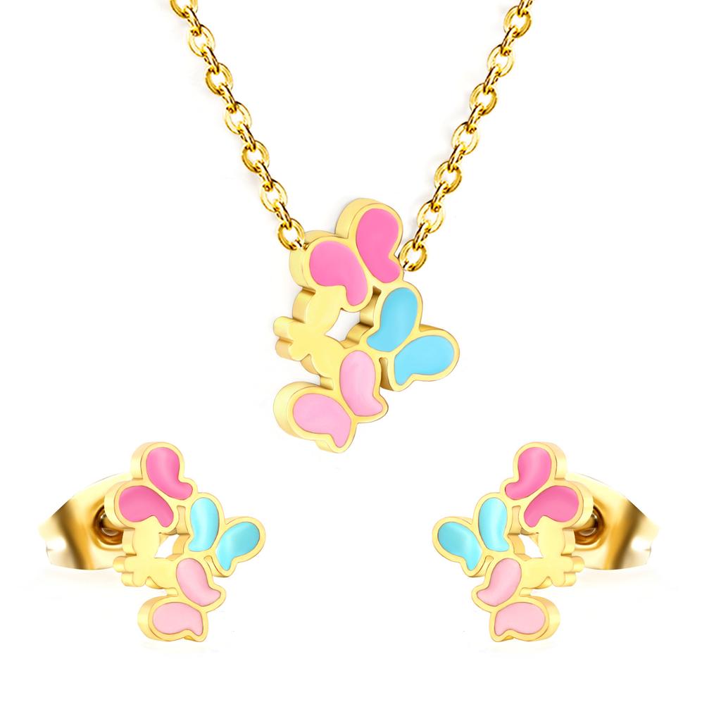 [Sweet And Cute Fruit Design Jewelry Set Drip Glaze Enamel Earrings And Necklace For Women]