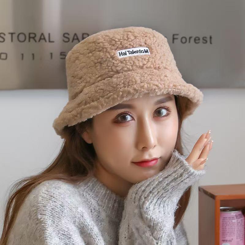 1PC Women's Winter Warm Lamb Fisherman Hat Outdoor Letter Basin Hat Suitable for Weddings Outdoor Activities