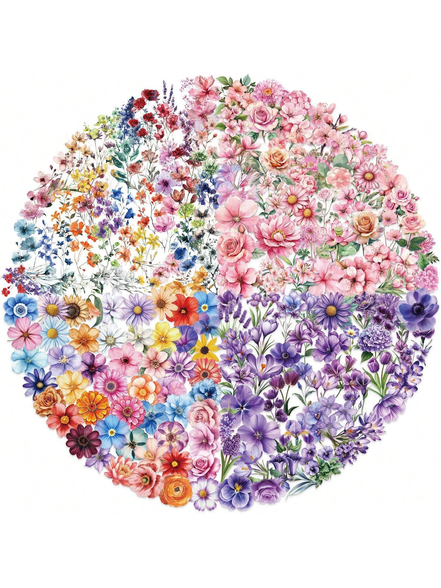 200 Pièces Autocollants Fleurs Transparentes pour Scrapbooking PET Autocollants Plantes Naturelles Autocollants Floraux Vintage Loisirs Créatifs Décals Fleurs Transparentes