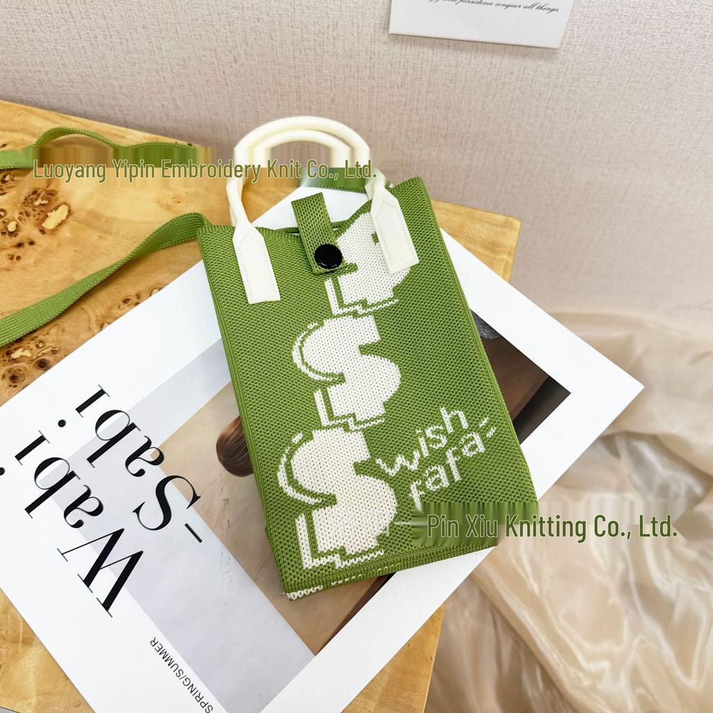 Cute Cartoon Dopamine Knit Crossbody Phone and Coin Bag