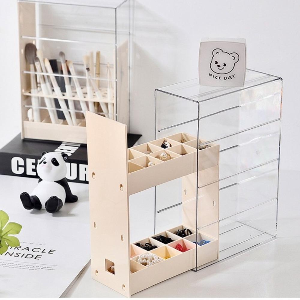 Multippel Gitter Smykkeutstillingsboks Multifunksjonell Sminkekostutstillingsstativ Sminkeoppbevaringsstativ Hjem