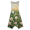 Women's Casual Fashion Round Neck Sleeveless Floral Print Irregular Hem Midi Dress