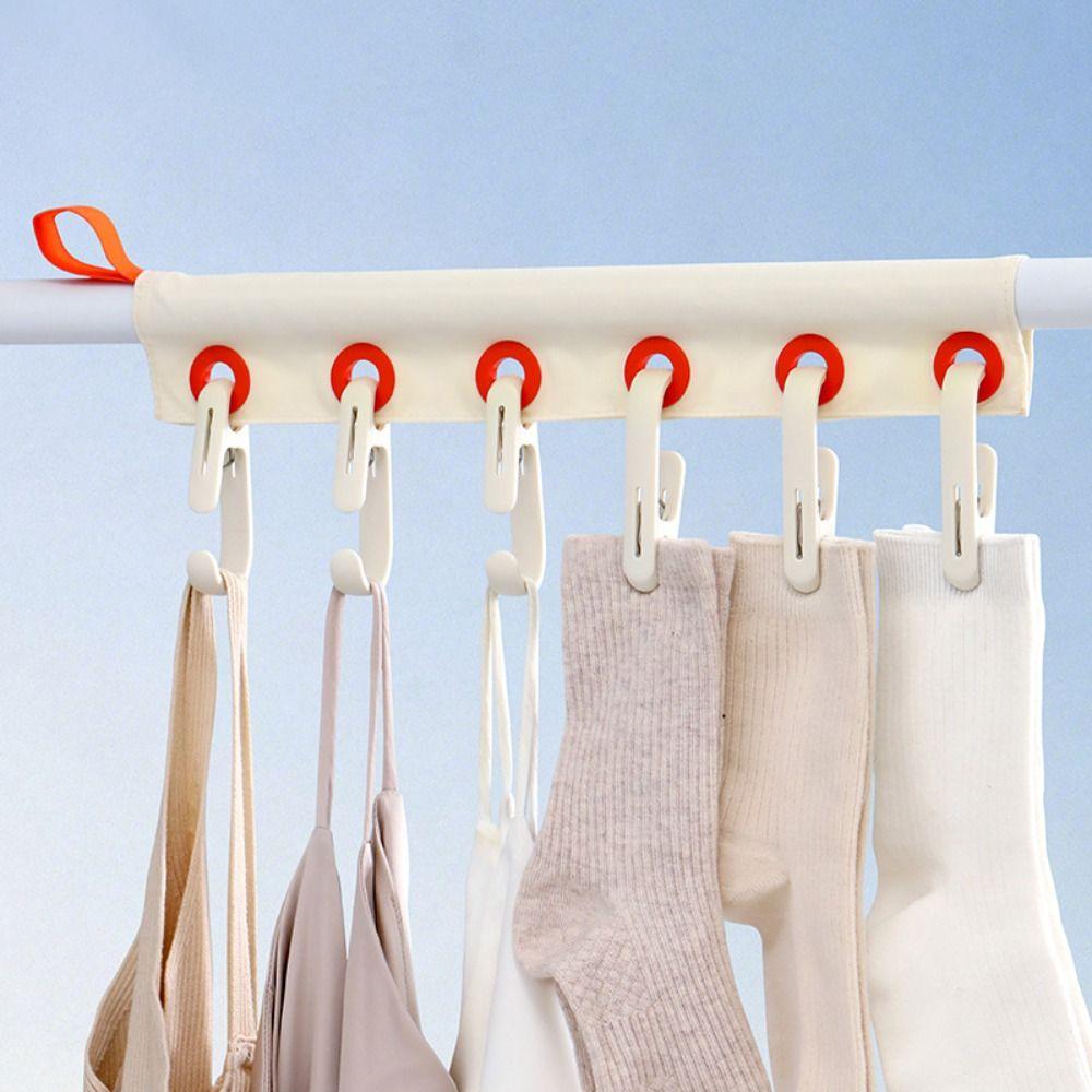 Removable Windproof Hanger Foldable Hanging Socks Organizer Fabric Clothing Clip Indoor Use