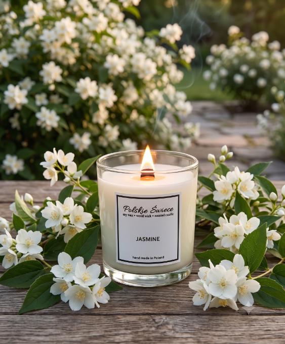 Soy Candle with Wooden Wick + JASMINE