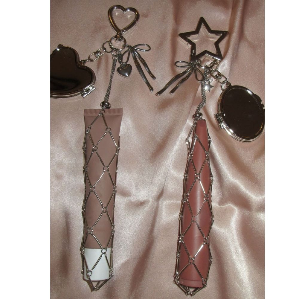 Charm Bag Accessories Lip Balm Bag Key Chain Stainless Steel Lipsticks Holder Protective Cover