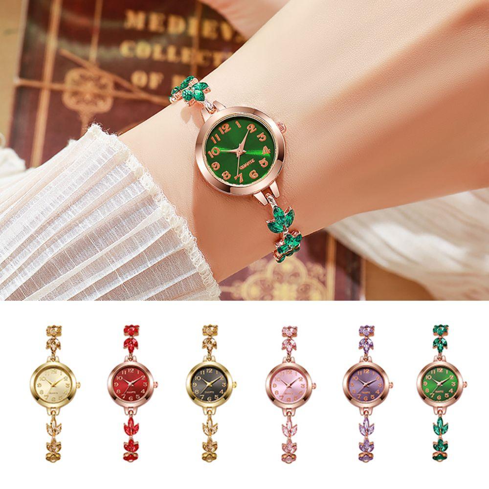 Paarse Bladeren Dames Armband Horloge Cijferplaat Luxe Horloge Elegant Kwarts Horloge Cadeau voor Vrouwen