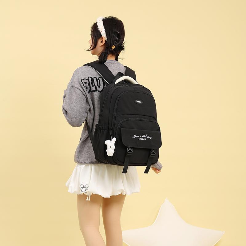 Letter Embroidery Women's College Backpack Multi-Compartment Student Schoolbag