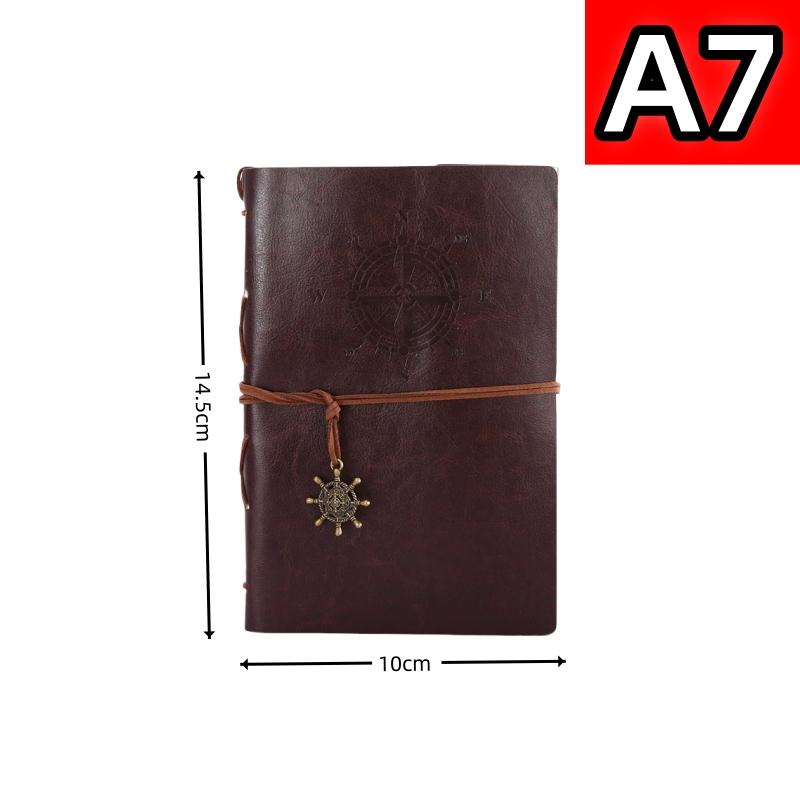 Retro Notebook for Kids Adult Traveler Diary PU Leather Soft Cover Replaceable Kraft Paper Inner 14x10cm Notebooks & Notepads
