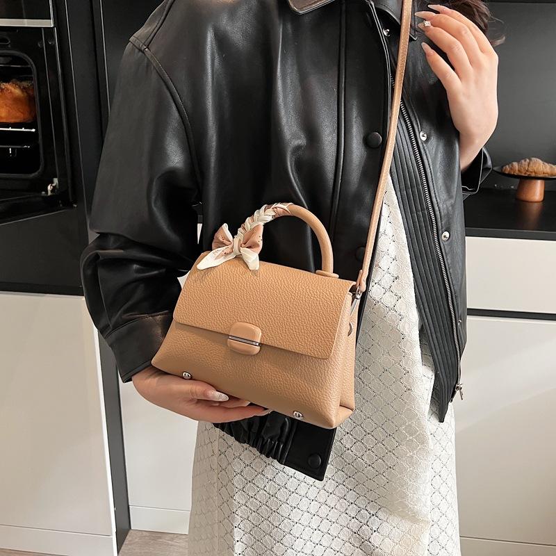 New Fashion Simple Silk Scarf Contrasting Color Portable Shoulder Crossbody Trendy Women's Bag