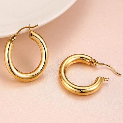 Geometric Huggie Hoop Earrings for Women Stainless Steel Medium Thick Charm Bohe Female Cartilage Piercing