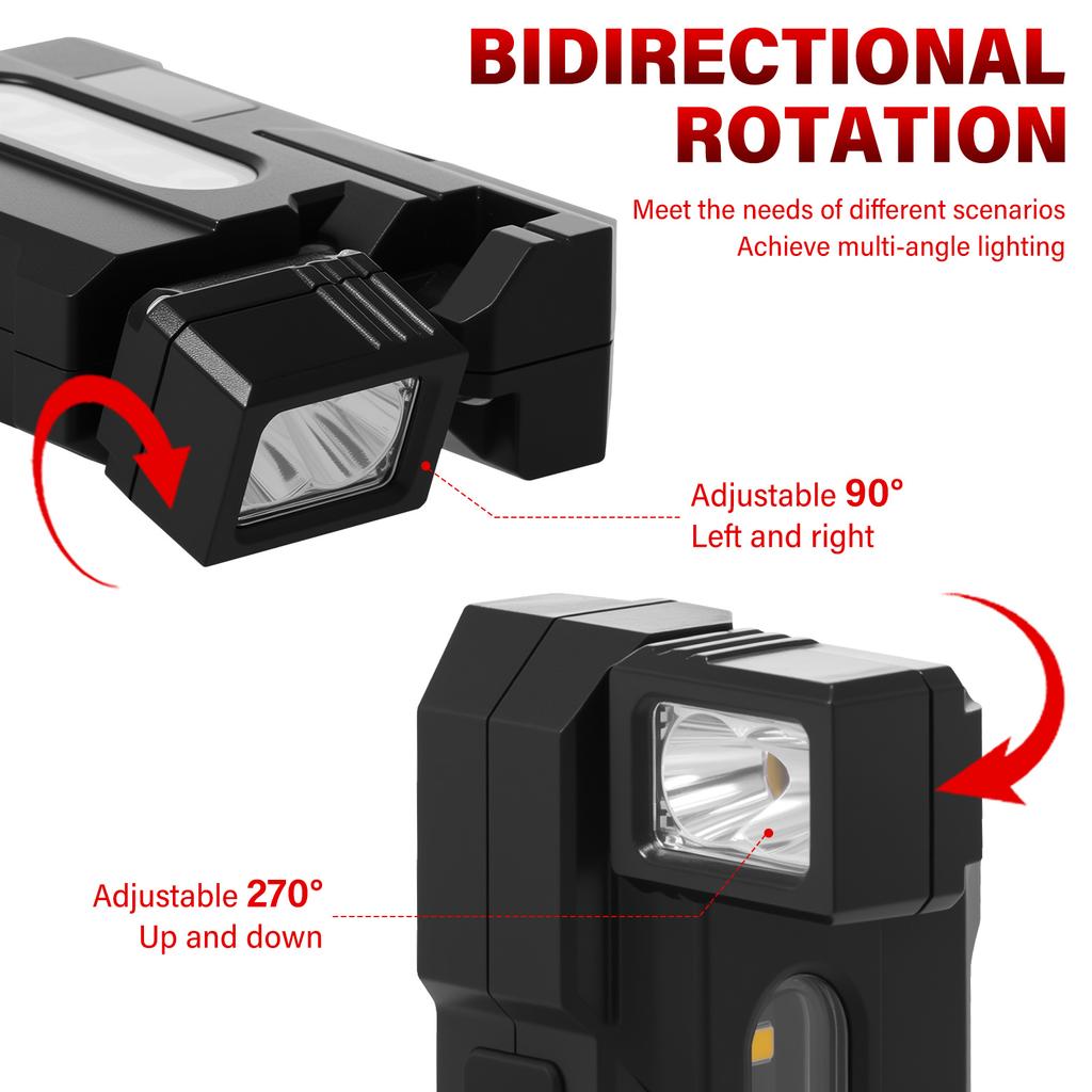 EDC Flashlight 1200mAh Mini Magnetic Flashlight Portable Pocket Double Light Sources Flashlights for Home Emergency Outdoor Car