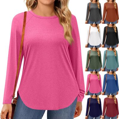 Womens Plus Size Tops Long Sleeve Shirts Round Neck Flowy Tunic Casual Loose Blouse L-5X