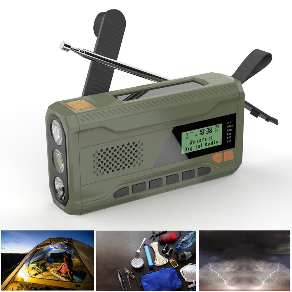 Portable DAB FM Radio Rechargeable Emergency Radio Hand Crank Radio with Flashlight BT Speaker Solar Radio for Emergency