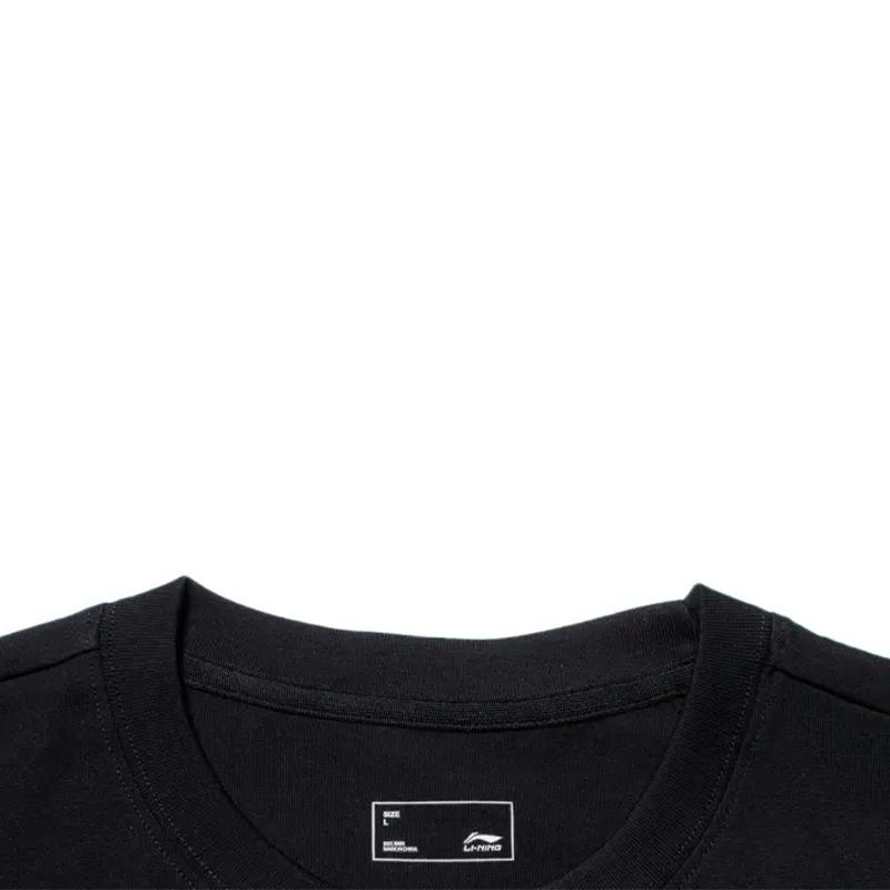 Li-Ning Letter Print Loose Short Sleeve T-Shirt Casual Sports Set Unisex Tops Black AHSU803-2+AKSV291-1