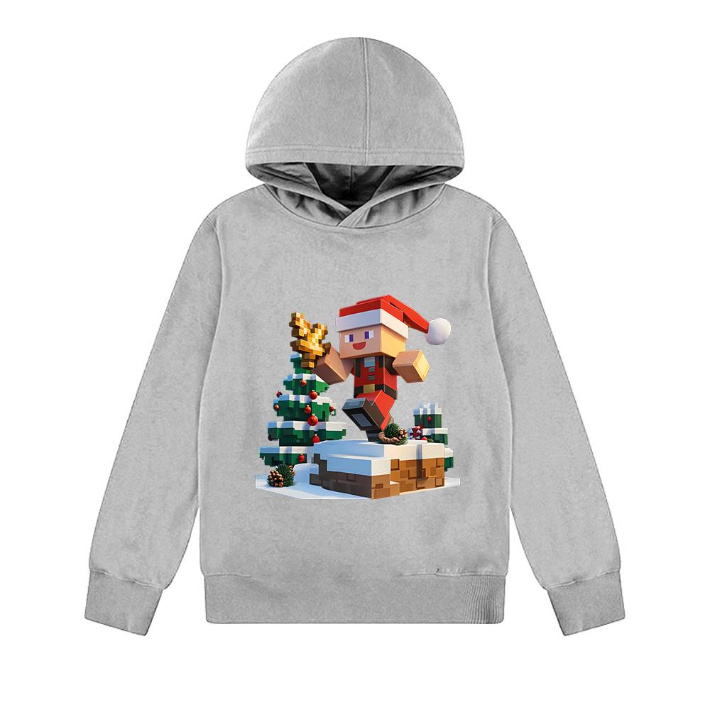 Minecraft Christmas Santa Claus Hoodie age 4-14 Pullover Sweatshirt for Kids Boys Girls Christmas Gift Costume cartoon print New Year gift