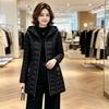 Medium and long down cotton-padded clothes, women's slim-fit hooded cotton-padded clothes, winter warm jackets, and mother's large-size cotton-pad