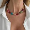 Colorful resin bead necklace, beautiful CCB collarbone necklace, thick bead necklace jewelry, suitable for daily holiday party wear