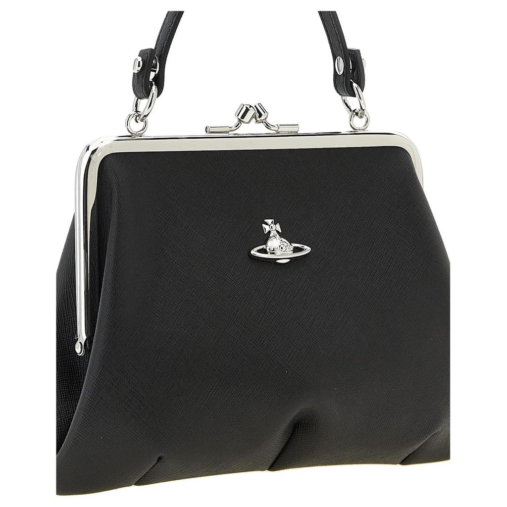 Vivienne Westwood Granny Frame Removable Metal Chain Polyurethane Cotton Tote Bag Women tote bags Black 4B010007WS0021N401