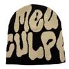 Hot Sell Customized  Adult Fashion Printing Soft Winter Hat Knitted With Letters for Men and Women