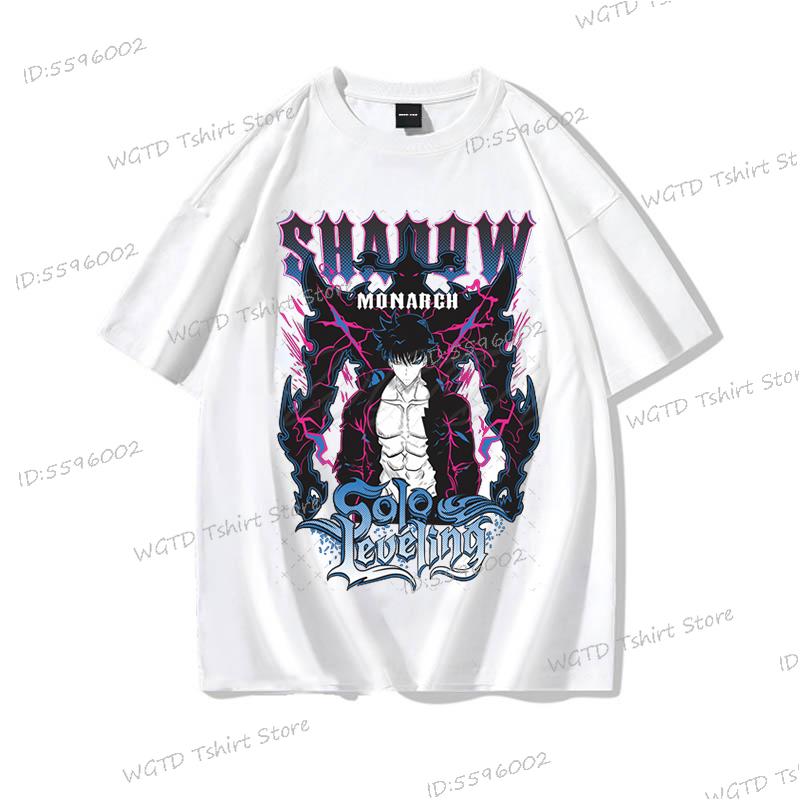 Anime Solo Leveling T Shirt Vintage Sung Jin Woo T-shirts Men Women Cotton Streetwear Short Sleeve Manga Solo Leveling Tops Tees