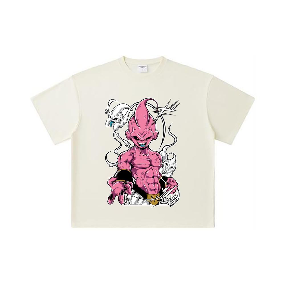260 GSM Double Yarn 32 Count 100% Cotton Dragon Ball V12 Majin Buu Print Unisex Heavy Cotton T Shirt