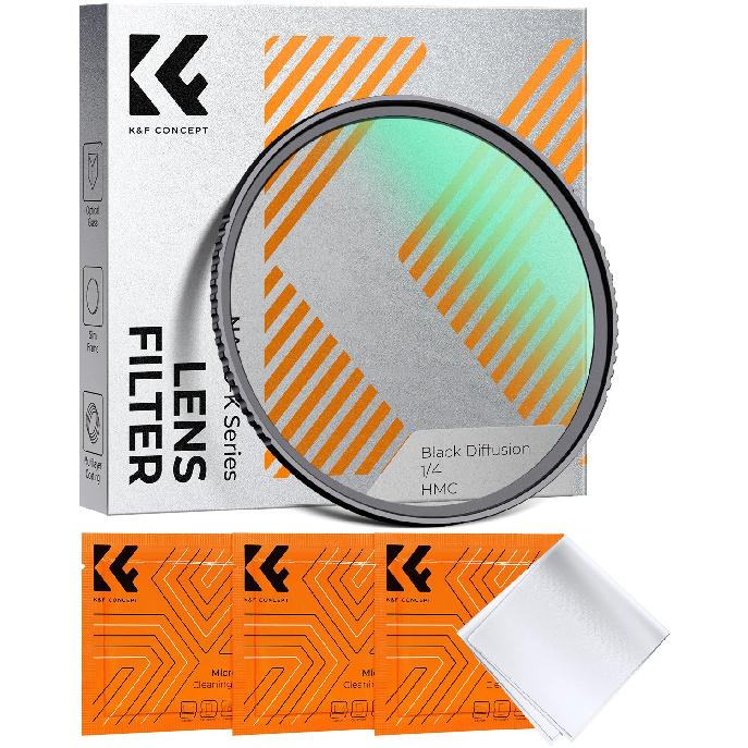 K&F CONCEPT K Series 49-82mm Filters UV/CPL/ND2-400/Black-Mist 1/4 Cap Clean Cloths Camera Lens Filter Set for Nikon Canon Leica