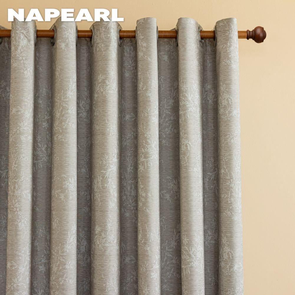 1PC NAPEARL Light Luxury Retro Solid-color Gray Fully Blackout Curtains for Bedroom Living Room Balcony Window for Home Decor